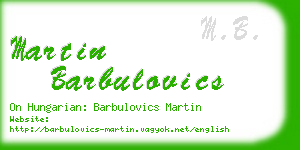 martin barbulovics business card